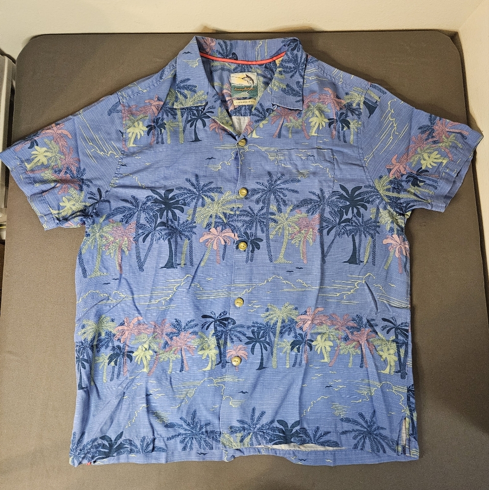 Blue Tropical Print Men's Shirt